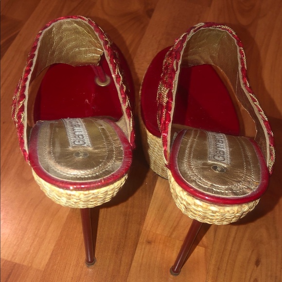 Gianmarco Lorenzi Red Platform Stiletto Heels. Red Patent Leather. EU 37, US 7. - Picture 4 of 9